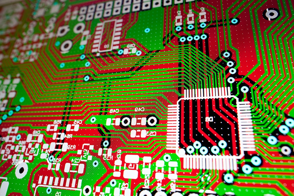 View of a bare board showcasing several PCB footprints.