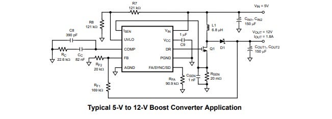 Typical LM3481 boost converter application